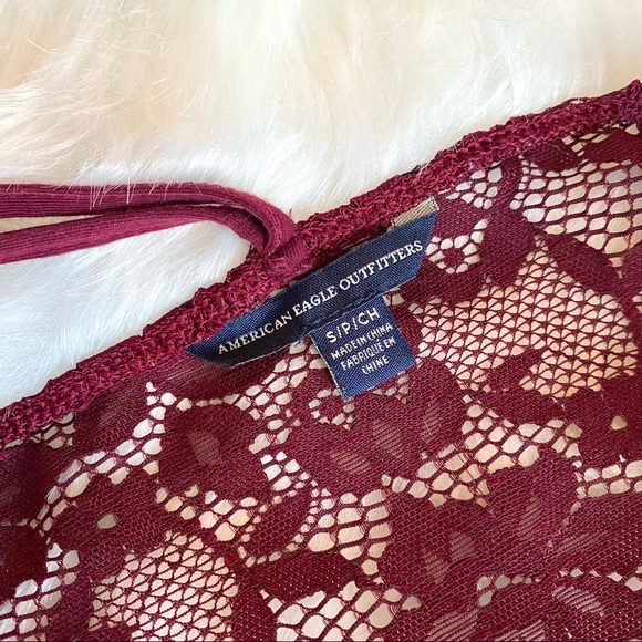 AMERICAN EAGLE OUTFITTERS Size S Lace Racerback Bralette Burgundy - Picture 4 of 5